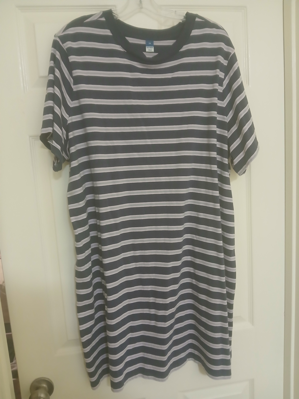 Old Navy Womens Blue, Green and White Striped Tee Shirt Dress